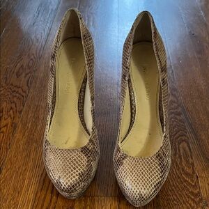 Enzo Angiolini Tan Snakeskin Heels